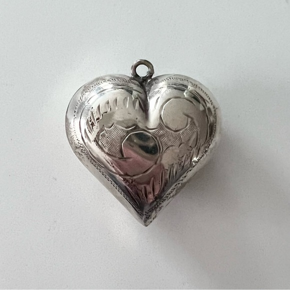 Vintage Jewelry - Vintage Sterling Silver Puff Heart Pendant